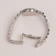 Two Tone Silver Chain Womans Watch Black Dial