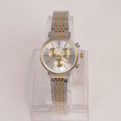 Two Tone Silver Chain Womans Watch Silver Dial