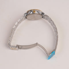 Two Tone Silver Chain Womans Watch Silver Dial