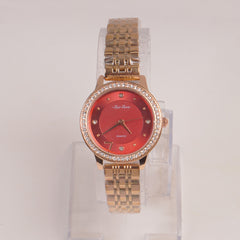 Rosegold Chain Womans Watch Red Dial
