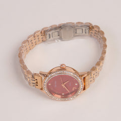 Rosegold Chain Womans Watch Red Dial
