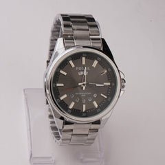 Mens Silver Chain Wrist Watch Blakc Dial