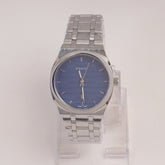 Mens Chain Silver Wrist Watch Blue Dial