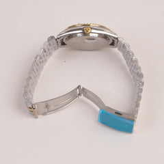 Two Tone Silver Chain Womans Watch White Dial