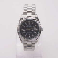 Mens Chain Silver Wrist Watch Black R