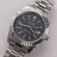 Mens Chain Silver Wrist Watch Black R