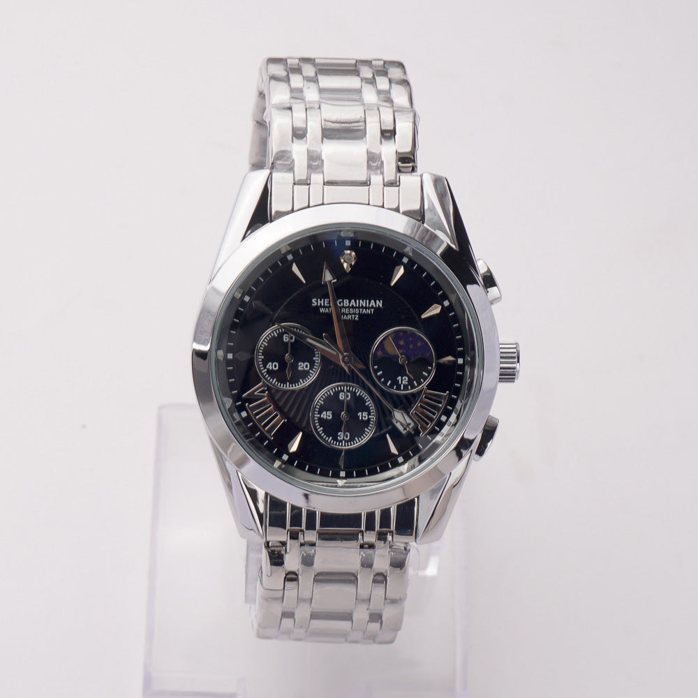 Silver Chain Watch For Boys Mens Chain Silver Wrist Watch Black Dial –