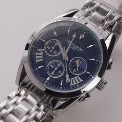 Mens Chain Silver Wrist Watch Black Dial