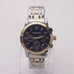 Two Tone Mens Chain Silver- Golden Wrist Watch Blue Dial