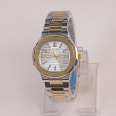 Two Tone Couple Watches Silver Chain with Silver Dial