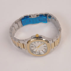 Two Tone Couple Watches Silver Chain with Silver Dial