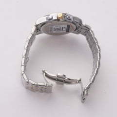 Two Tone Mens Chain Silver- Golden Wrist Watch Blue Dial