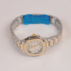 Two Tone Silver Golden Chain Womans Watch Silver Dial