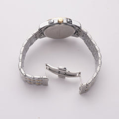 Two Tone Mens Chain Silver- Golden Wrist Watch White Dial