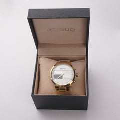 Dual Time Mens Chain Watch Golden