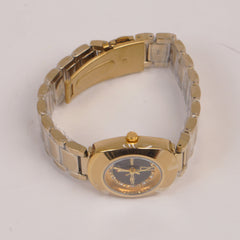Golden Chain Womans Watch Black Dial
