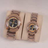 Couple Watches Rosegold Chain with Black Dial