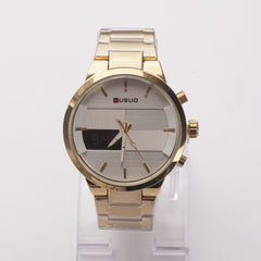 Dual Time Mens Chain Watch Golden