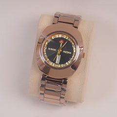 Mens Chain Rosegold Wrist Watch With Black Dial