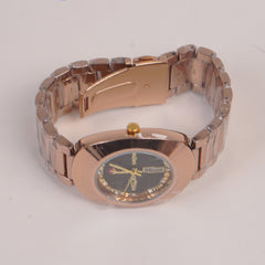 Mens Chain Rosegold Wrist Watch With Black Dial