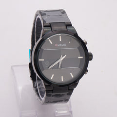 Dual Time Mens Chain Watch Black