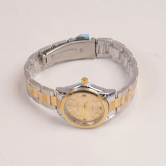 Two Tone Golden Chain Womans Watch Golden Dial