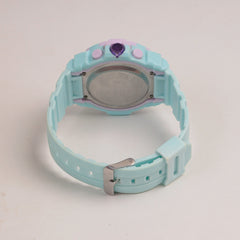Cyan color digital sports watch for kids