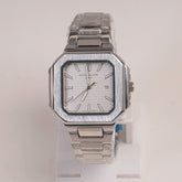 Mens Silver Chain Square Wrist Watch Dial