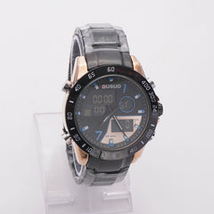 Dual Time Mans Chain Wrist Watch Black G