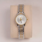 Two Tone Silver Chain Womans Watch White Dial