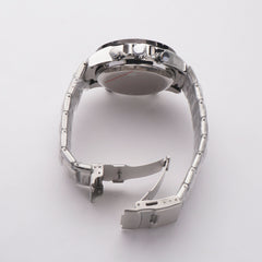 Dual Time Mans Chain Wrist Watch Silver Black