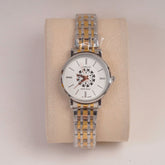 Two Tone Silver Chain Womans Watch White Dial