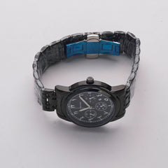 Black Chain Mans Wrist Watch Black Dial