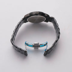 Black Chain Mans Wrist Watch Black Dial