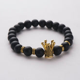 Crown Black Beads Bracelet 8mm