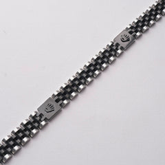 Two Tone Mens Silver Chain Bracelet 10mm