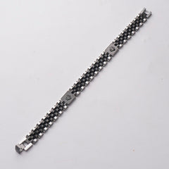 Two Tone Mens Silver Chain Bracelet 10mm