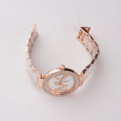Women Chain Wrist Watch MK Rosegold White