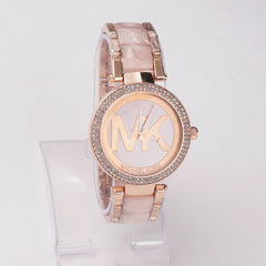 Women Chain Wrist Watch MK Rosegold Pink