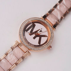 Women Chain Wrist Watch MK Rosegold Pink