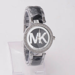 Women Chain Wrist Watch MK Silver Black