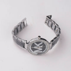 Women Chain Wrist Watch MK Silver Black