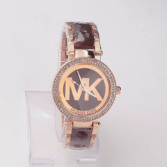 Women Chain Wrist Watch MK Rosegold Brown