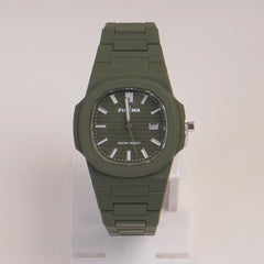 Mens Light Weight Watch With Fibre Material  Strap Green