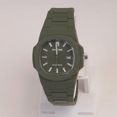 Mens Light Weight Watch With Fibre Material  Strap Green