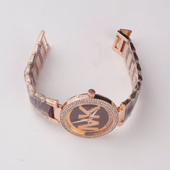 Women Chain Wrist Watch MK Rosegold Brown