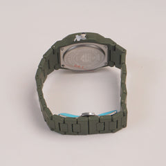 Mens Light Weight Watch With Fibre Material  Strap Green
