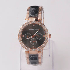 Women Chain Wrist Watch Rosegold Black