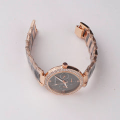 Women Chain Wrist Watch Rosegold Black