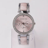 Women Chain Wrist Watch Silver Pink